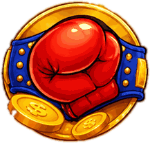 Gant de boxe rouge sur un médaillon doré